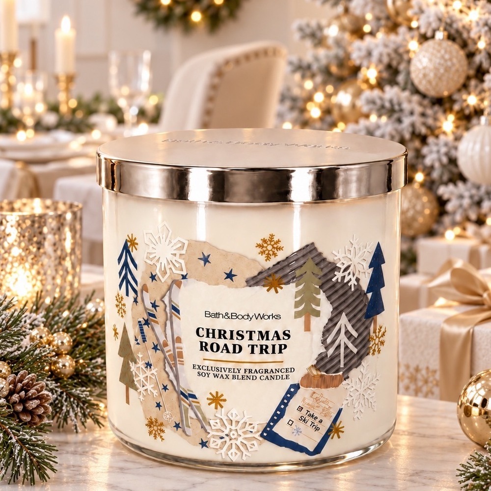 Bath & Body Works Christmas Road Trip 3-Wick Candle Soy Wax Blend NEW 110-09